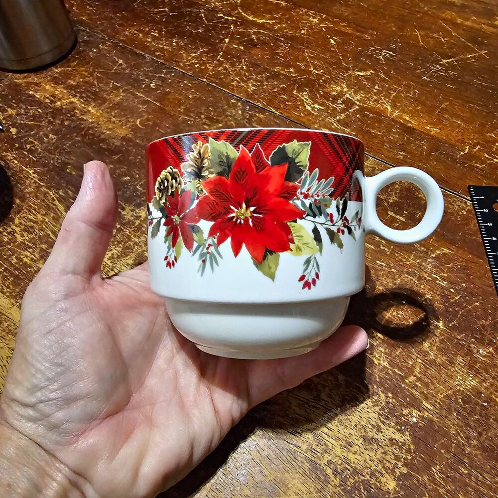 Grace Teaware Porcelain Floral Flowers Mug White/Red/Green Dishwasher Safe China